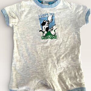 Vintage Little Big Dogs Romper Boys Toddler 12-18m "Love My Grandpa" 90s Shorts